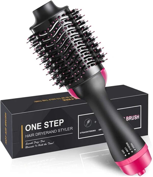 One Step Hair Dryer and Styler – Professional 1200W Hot Air Brush with Heavy-Duty Power Cord & Plug for All Hair Types