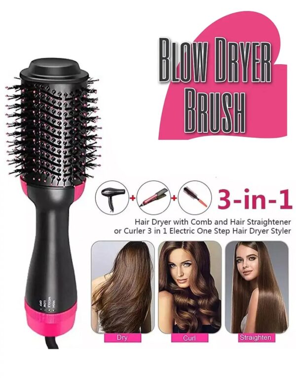 One Step Hair Dryer and Styler – Professional 1200W Hot Air Brush with Heavy-Duty Power Cord & Plug for All Hair Types