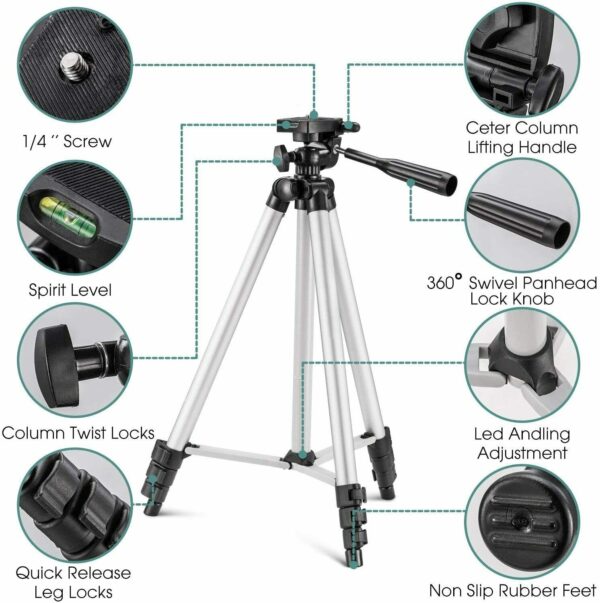 WhatsApp Image 2026-06-21 at 04.27.19 (2) Pack Of 03 3.5 Feet Adjustable Tripod Stand for Mobile Phones and Cameras with Mobile Holder,