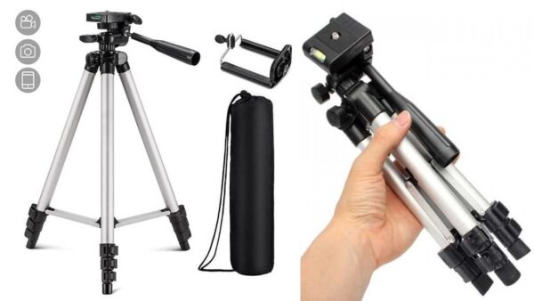 WhatsApp Image 2026-06-21 at 04.27.20 Pack Of 03 3.5 Feet Adjustable Tripod Stand for Mobile Phones and Cameras with Mobile Holder,