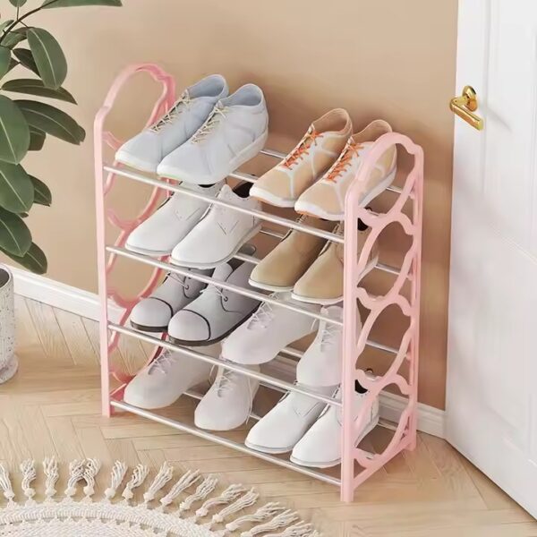 e04a0a5a-d3b8-4c67-8cb2-2c530ea57a1e 4-Layer Space-Saving Shoe Rack | Portable Dustproof Shoe Organizer With Cover | Closet & Home Shoe Stand | Plastic + Metal Body - Random Colour