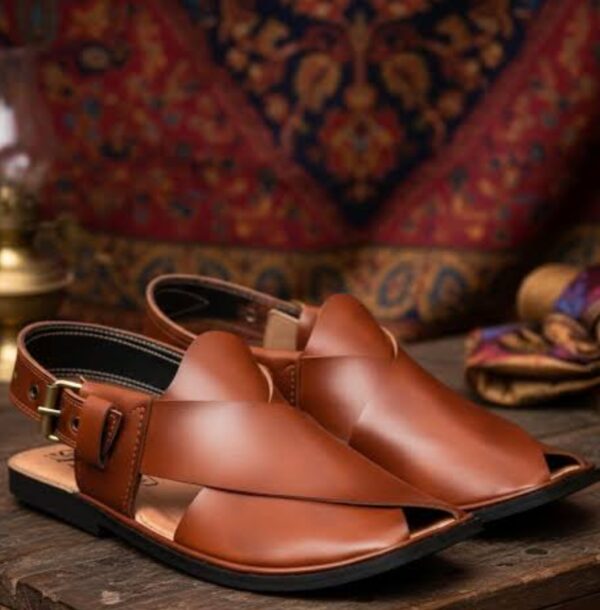Handmade Premium Leather Charsadda Chappal– Authentic Handcrafted Tan Leather Sandals