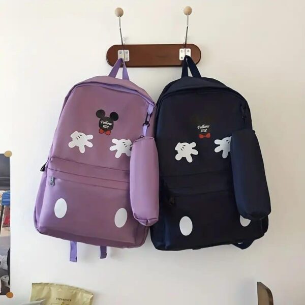 fece7752-b177-476a-8b81-6eb89e29d03f Mickey Mouse Backpack Set With Matching Pencil Case Cartoon Hand Graphics Nylon Printed Design 43x13x31 Cm